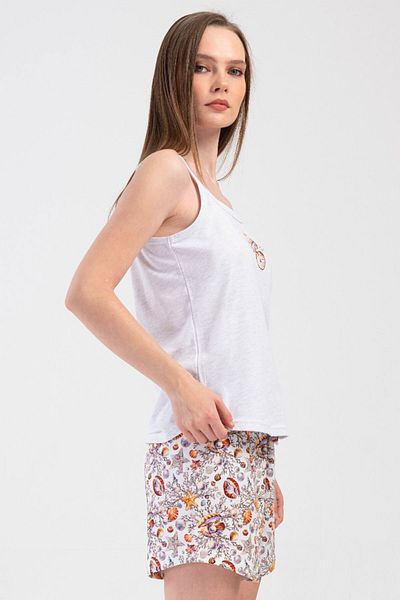 VİENETTA Women's Pajama Set with Rope Strap Shorts, 408207