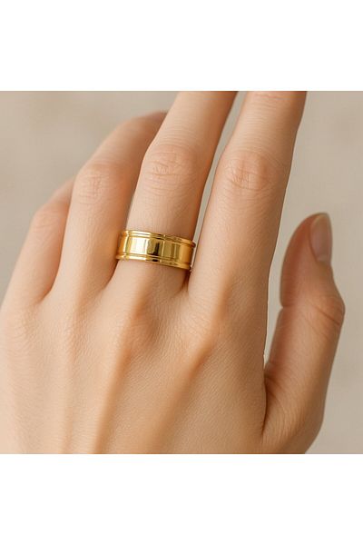 BY YASİN TOPÇU Aurora Wide Steel Ring(19 Sizes)