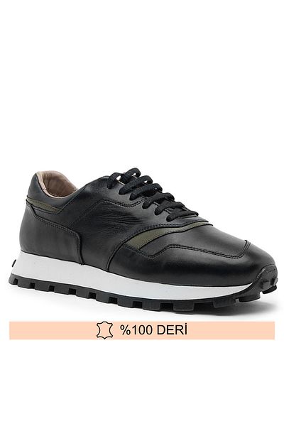 Fine Ayakkabıcılık Genuine Leather Black Men's N Sports Shoes 36-45