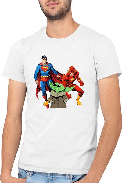 OEM Men's T-shirt Baby Yoda Superman Flash Hero Powers