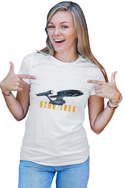 OEM Tricou Femei Star Trek Journey Spaceship Galaxy Explore Universe Adventure