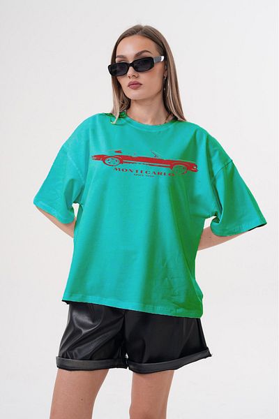 JANSO GROUP -Men's Cotton Printed Monte Carlo Car 1 Short Sleeve Tshirt Oversize Big Size