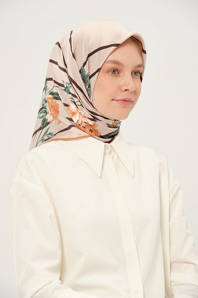 Madame Polo Printed Rayon Scarf Multicolor Non-Slip 90X90 cm