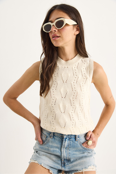 Bianco Lucci Women's Knitted Detailed Basic Sleeveless Knitwear Blouse 20251035