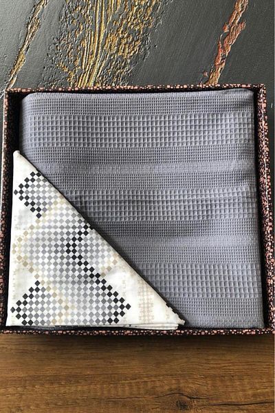 Çeyiz Diyarı Dowry Land Honeycomb Double Cotton Pique Set Gray