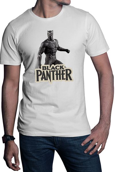 OEM Men's T-shirt Black Panther Vintage Logo Movie Universe Cartoon