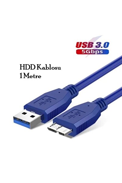Conigitar USB 3.0 Taşınabilir HDD Harddisk Hard Disk Kablosu (1 Mt Mavi) Micr...