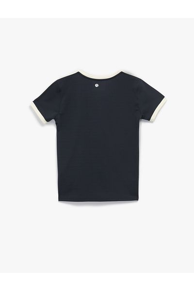 Koton Short Sleeve Crew Neck Piping Printed Sports T-Shirt