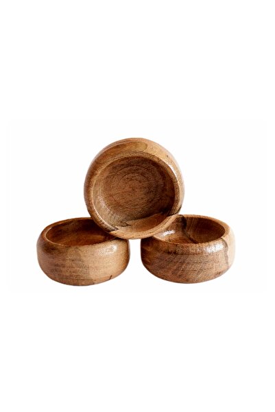 tios home 3-Piece Natural Wooden Presentation Bowl Snack Bowl Rustic Serving Bowls Round Diameter 9.5cm