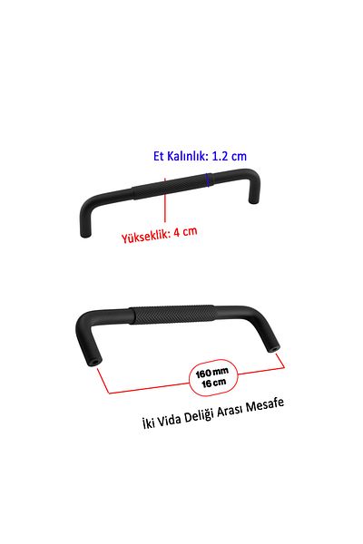 Badem10 Matte Black Metal Handle 160 mm 16 cm Uber Serrated Furniture Drawer Kitchen Cabinet Cupboard Door Handles