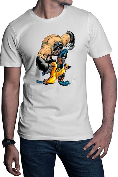 OEM Men's T-shirt Wolverine Fight Monkey Monster Protect Humans