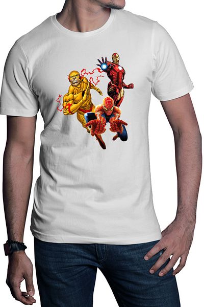 OEM Tricou barbati Spiderman Ironman Flash Heroes Save Earth