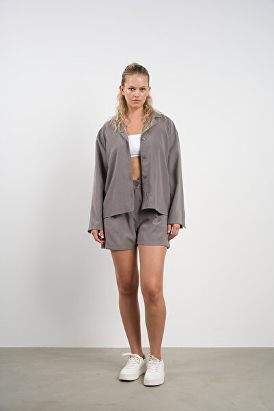 HANIQA Women's Double Breasted Collar Shirt Shorts Suit 36-42 |   25500