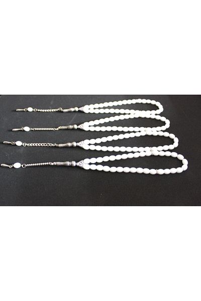 Lio20 Onyx Stone 4-Piece Glass Prayer Beads Set - Gift Accessory & Bujiteri & White