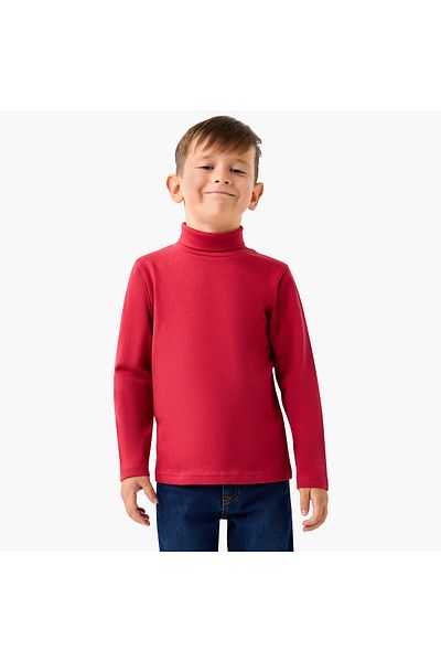 Juniors Solid Turtle Neck T-shirt with Long Sleeves