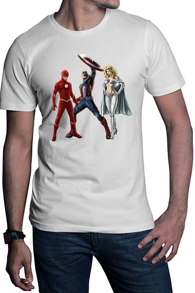 OEM Men's T-shirt Flash Emma Frost The Avengers Fight Captain Multiverse