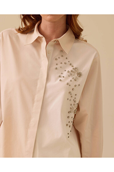SEÇİL Stone Embroidered Long Sleeve Button Shirt