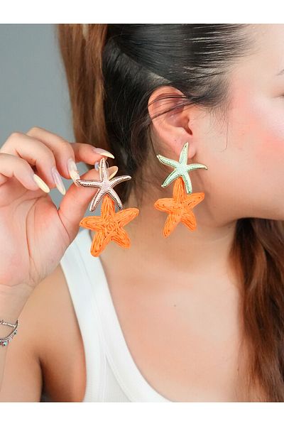 Sumen Butik Starfish Summer Gold Detailed Hanging Bijoux Earrings