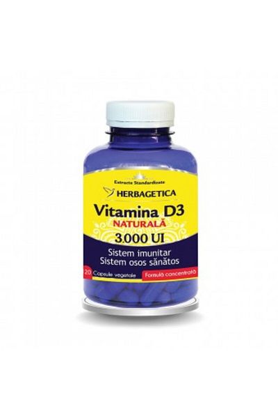 herbagetica Natural Vitamin D3 3000 IU 120 Capsules
