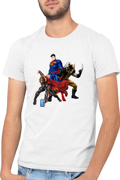 OEM Men's Thor Marvel Wolverine Superman Axe Superhero T-shirt
