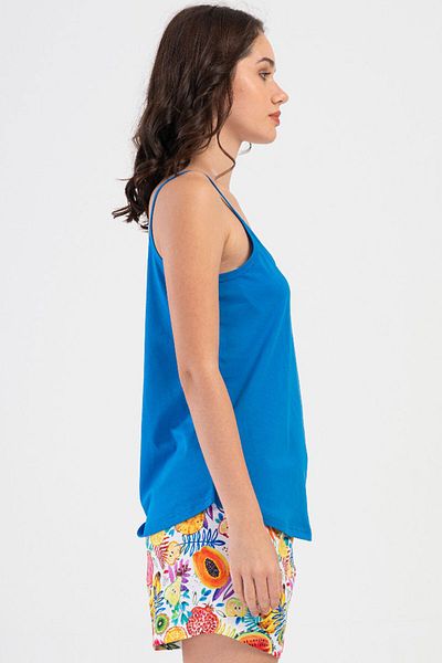 VİENETTA Cotton Women's String Strap Shorts Pajama Set, 408199