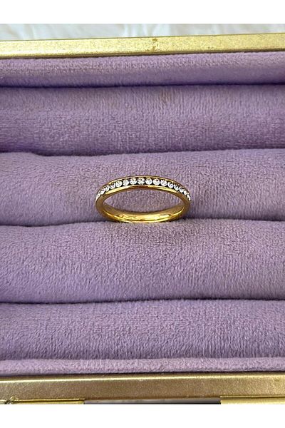 BY YASİN TOPÇU Glitter Row Zircon Steel Ring (19 Sizes)