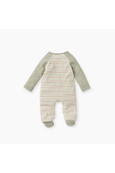 Juniors Striped Closed Foot Sleepsuit with Long Sleeves and Zip Closure