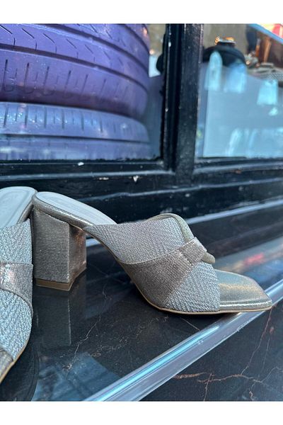 MİSS PARK MODA نعال بكعب سميك فضي