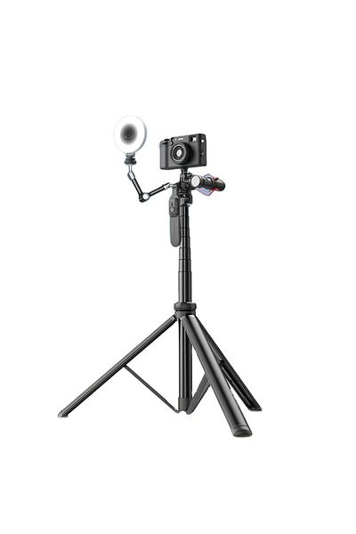 Techsuit Stick selfie stabil cu trepied și telecomandă, 205 cm - (C05) - Negru