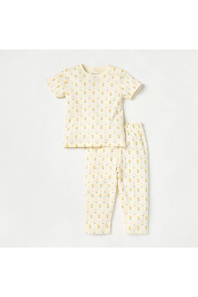 Juniors All-Over Floral Print Short Sleeve T-shirt and Pyjama Set