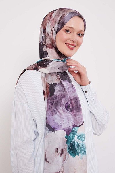 Levidor Abstract Flower Pattern Indian Silk Shawl