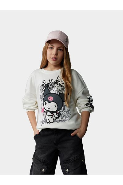 DeFacto Kids White Printed long sleeves Hoodie Sweatshirts