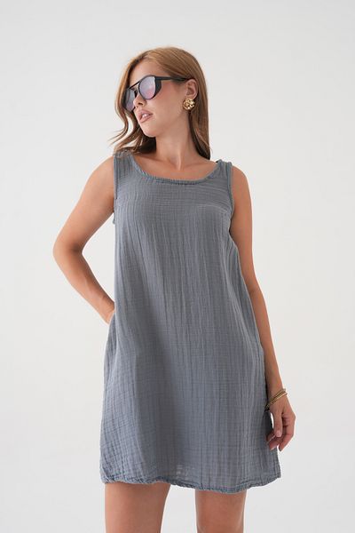 QAWWA Women's Muslin Tunic & Beach Tunic & Strap Pocket Dress