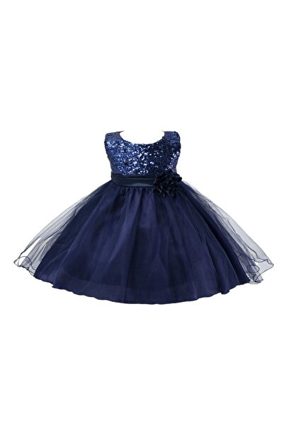 ddaniela فستان دانييلا - ترتر وزهور - أزرق داكن