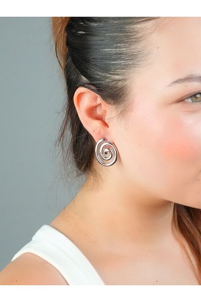 Sumen Butik Clover Model Silver and Gold Colored Steel Earrings