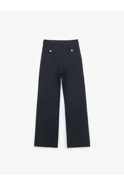 Koton High Waist Button Pocket Detail Wide Leg Pants