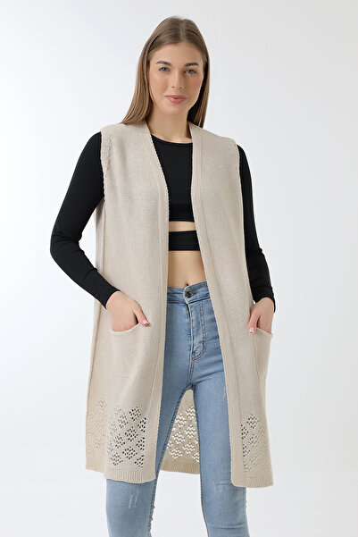 Marvine Γυναικείο πλεκτό γιλέκο με τσέπες