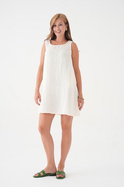 QAWWA Women's Muslin Tunic & Beach Tunic & Strap Pocket Dress