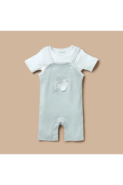 Juniors Solid T-shirt and Dungaree Set