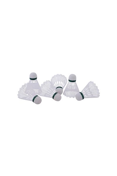 Longfield Games Set of 6 white plastic badminton shuttlecocks