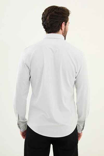 Mcr Ανδρικό πουκάμισο με ριγέ Slim Fit Cotton 27075