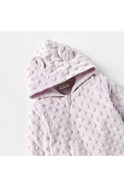 Juniors Textured Closed Feet Sleepsuit with Hood and Ear Applique