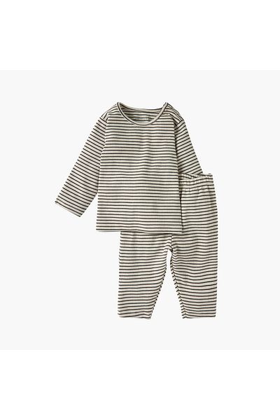 Juniors Striped Long Sleeves T-shirt and Pyjama Set