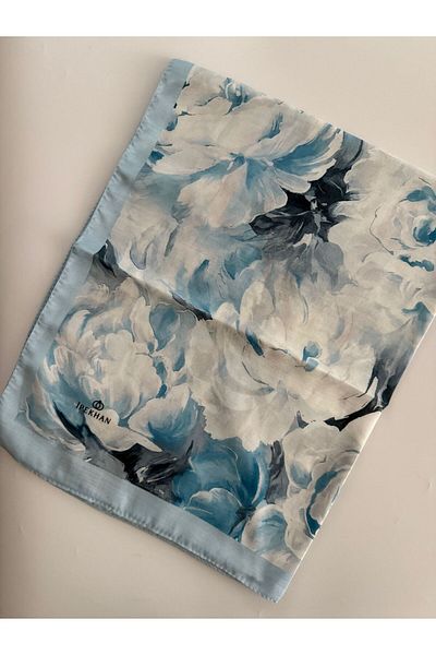İpekhan Peony Pattern Thin Cotton Shawl
