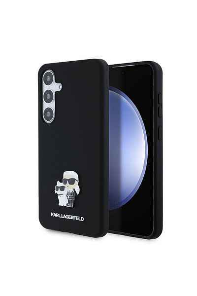 Karl Lagerfeld Case for Samsung Galaxy S24 Plus - Karl Lagerfeld Premium Silicone - Karl&Choupette Metal Pin