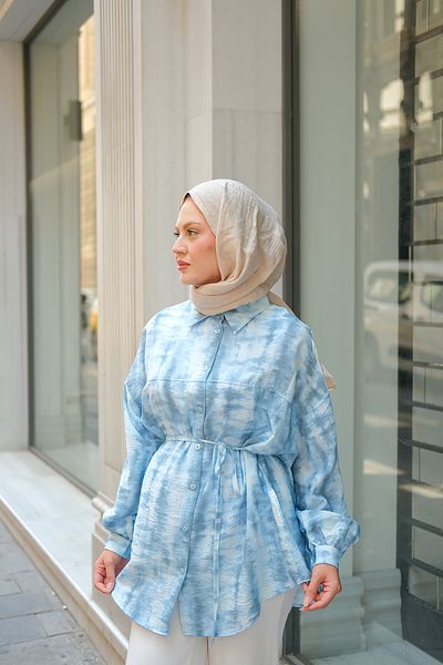LOCCO Cămașă Lilyum cu model Tie Dye pentru damă, albastru