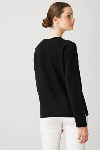 Desen Triko Women's Crew Neck Verev Stone Sweater Black