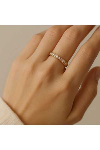BY YASİN TOPÇU Glitter Row Zircon Steel Ring (19 Sizes)