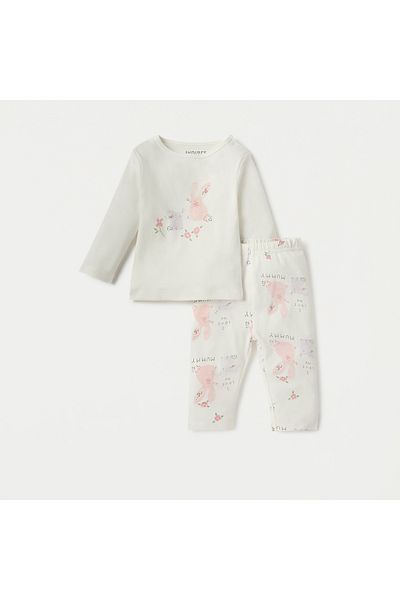 Juniors Printed Long Sleeves T-shirt and Pyjamas - Set of 2