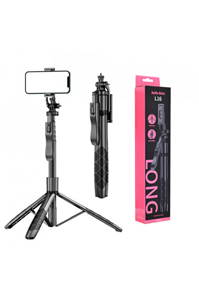 Techsuit Stick selfie stabil cu trepied, telecomandă și șurub de 1/4, 157 cm - (L16) - Negru